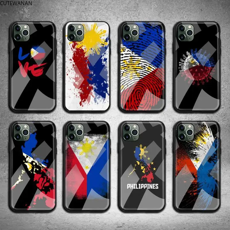 

Philippines flag Phone Case Tempered Glass For iPhone 12 11 Pro Max Mini XR XS MAX 8 X 7 6S 6 Plus SE 2020 cover