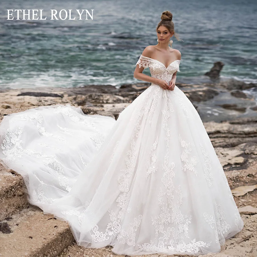 

ETHEL ROLYN Princess Wedding Dress 2023 Off the Shoulder Lace Up Romantic Appliques Ball Gown Bridal Dress Vestidos De Novia