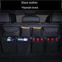 universal leather car back seat organizer large capaticy books bottle umbrella mesh pockets trunk storage bag stowing tidying