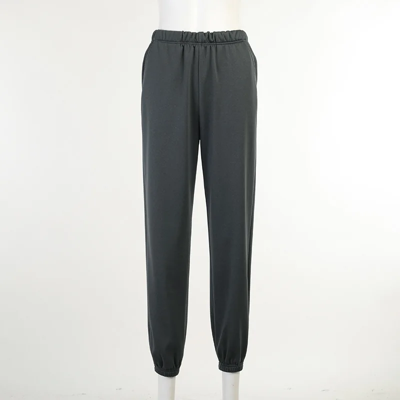 

Sweatpants Women White Cotton Casual Pant Hip Print Hight Waist Cargo Pants Jogging Trousers Slim Autumn Streetwear