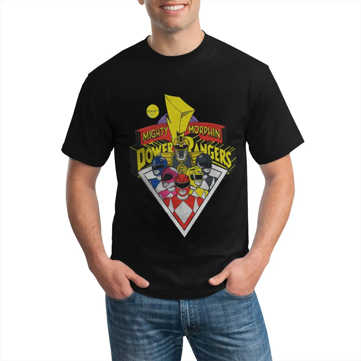 Классический постер Sabans Mighty Morphin официальная Мужская футболка из аниме большого