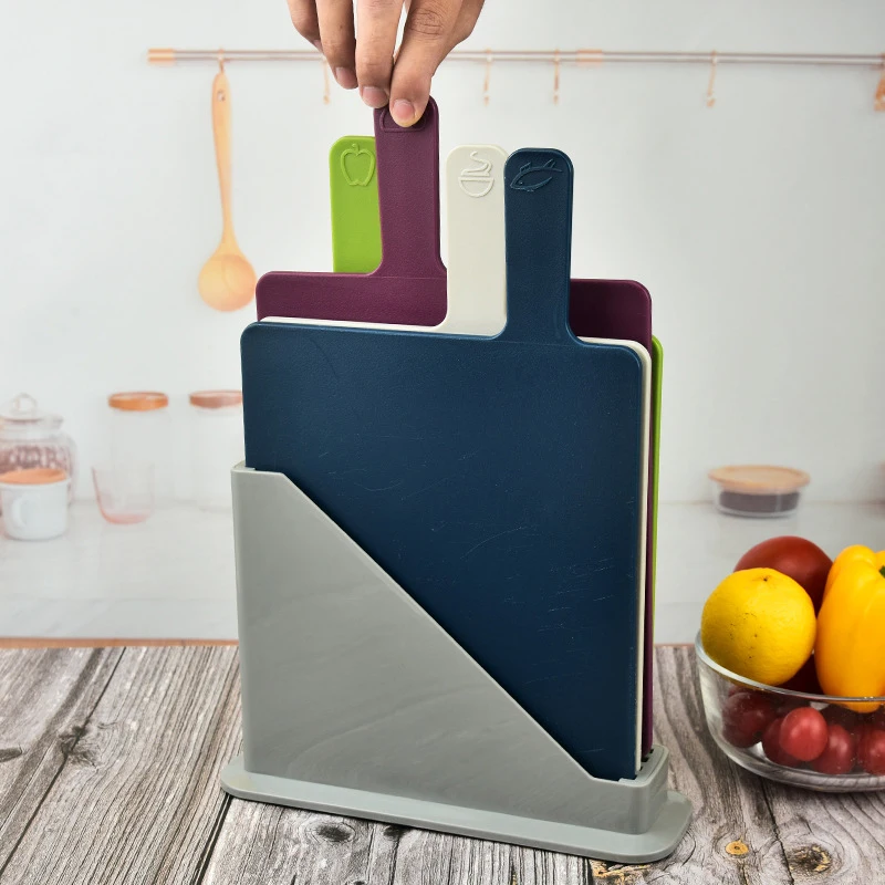 Rectangular Paddle Index Style Chopping Board Set With Food Preparation Indicators Multi-Colour Of 4 | Дом и сад
