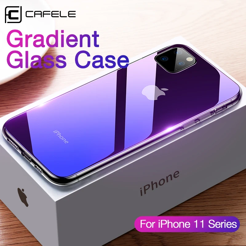 Роскошный чехол Cafele из закаленного стекла для iPhone 11 Pro Max градиентный цветной