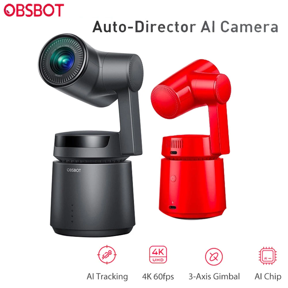 OBSBOT хвост AI камера трек авто зум 3 оси карданный 4k 60fps Автоматический зум робот отслеживание селфи видео камера
