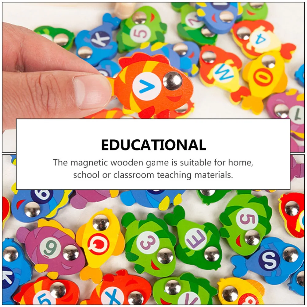 

1 Set Kid Magnetic Fishing Children's Educational Wooden Block Plaything