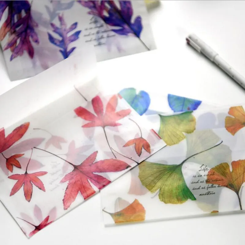 Новинка 100 шт./лот полупрозрачный конверт с листьями открытка для сообщений