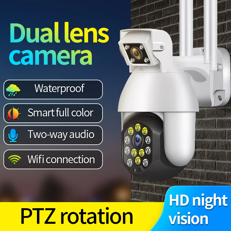 

1080P Dual Lens Security WIFI IP CCTV Security Camera Wireless Outdoor Waterproof Home PTZ IR Cam WIFI Camera Motion Detection