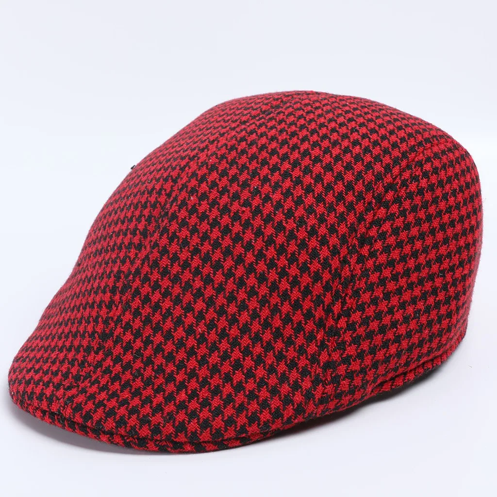 

Fashion Autumn Winter Beret Men Women Soft Houndstooth Retro Hats Casual Breathable Winter Warm Comfort Beret Driver Hat Cap