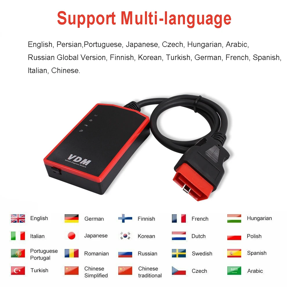 UCANDAS VDM OBD2 считыватель кодов полная система беспроводные диагностические