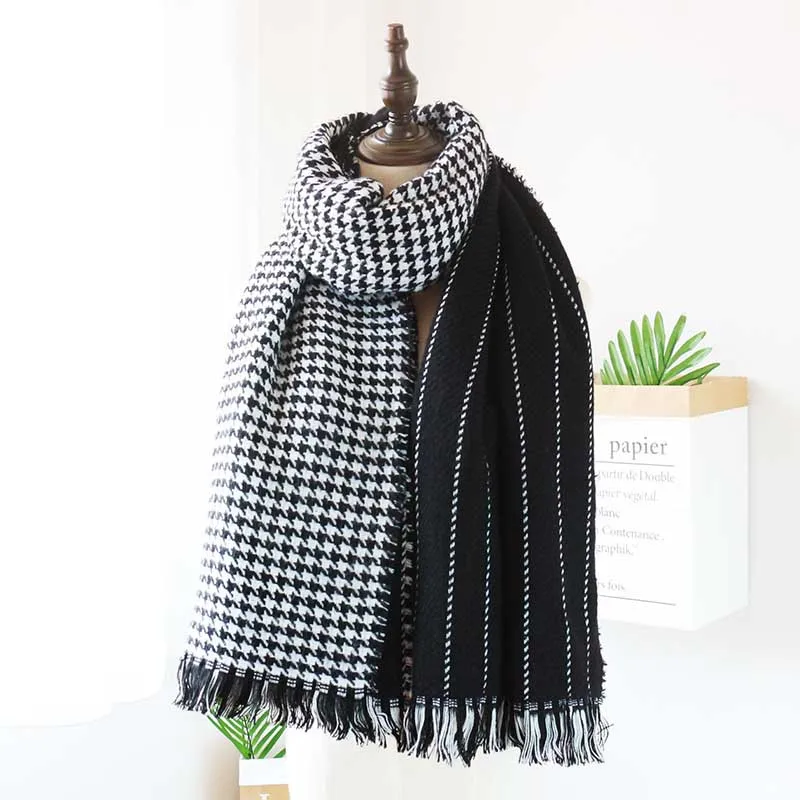 Новый брендовый шарф для женщин зимний полосатый кашемировый большой с рисунком