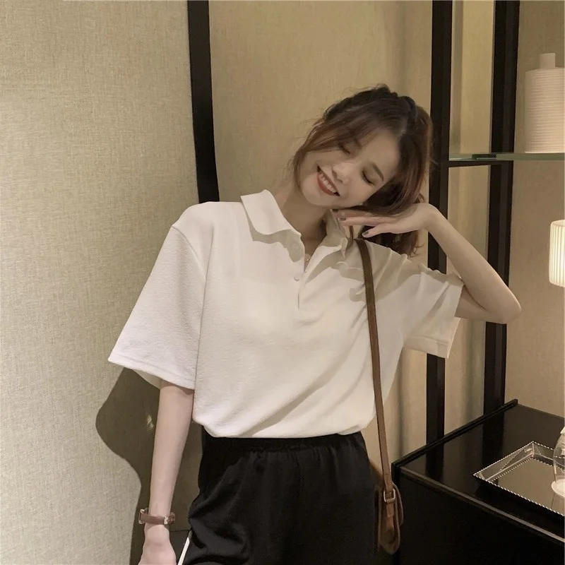 Новые товары оригинальная Женская одежда Корейская Простая рубашка поло в стиле