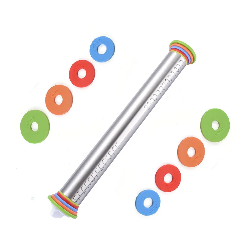 Rolling Pin EPASUN торт Скалка Регулируемая нержавеющая сталь Rouleau Patisserie тесто ролик для выпечки помадка Rodillo Pasteleria Rodillo - Цвет: Rolling Pin