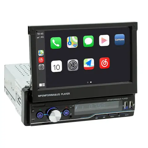7-дюймовый выдвижной 1 DIN автомобильный стерео MP5 видеоплеер Apple CarPlay с сенсорным экраном AM/FM Авторадио BT5.0 USB TF AUX головное устройство