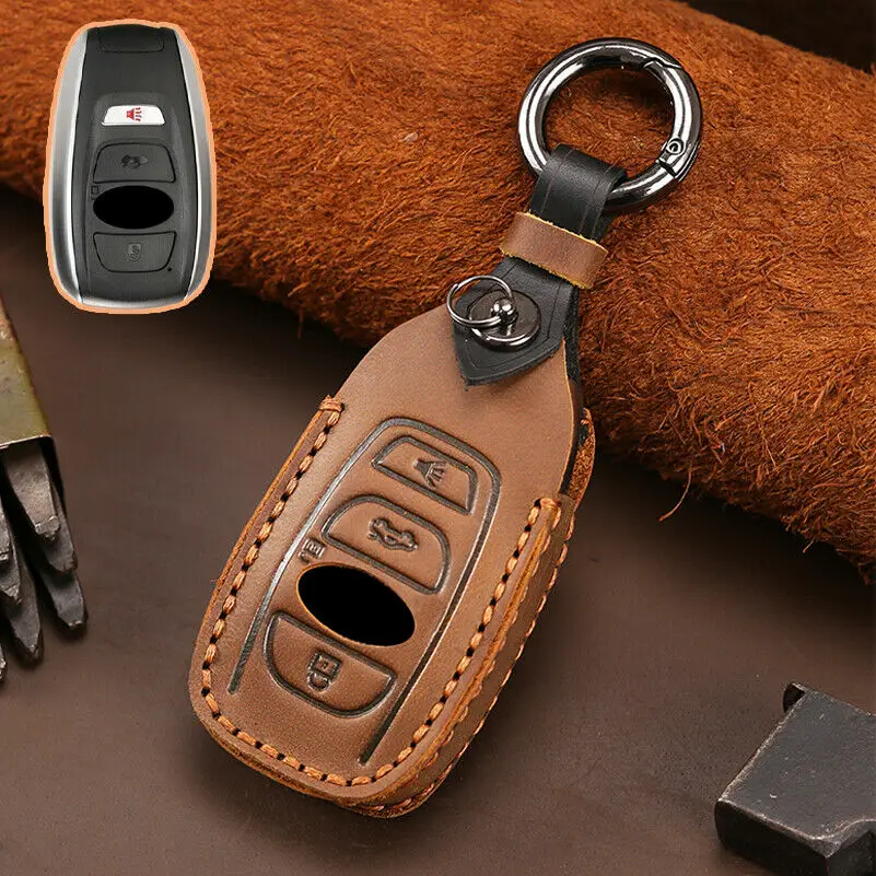 Leather Car Key Case For Subaru BRZ Forester Legacy Outback WRX WRX STI Impreza XV Crosstrek  Keyless Remote Cover Keys Bag