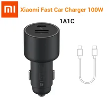 Xiaomi Mi Car Charger 100W  MAX 1A1C Fast Charging Dual-port USB-A USB-C Smart Device Fully Compatible With Light Effect Display