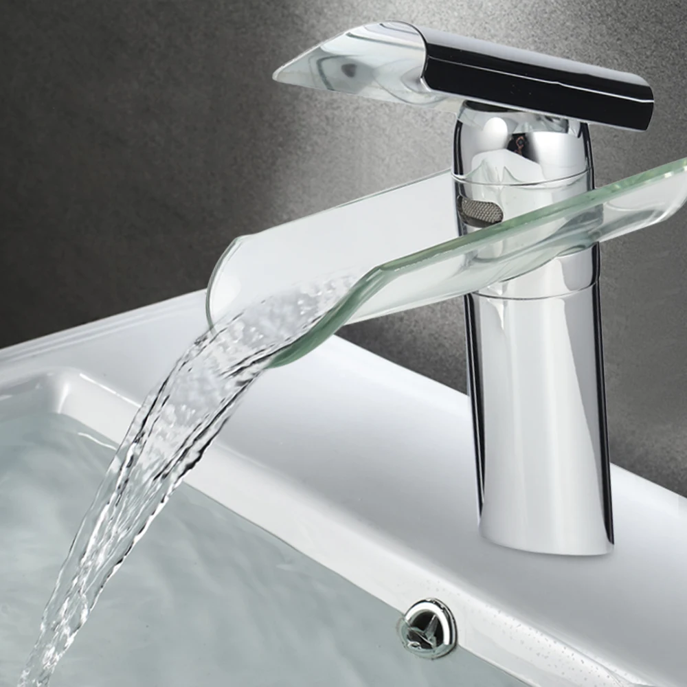 Нержавеющая сталь бытовой Водопад кран Кухня Ванная раковина с одной ручкой