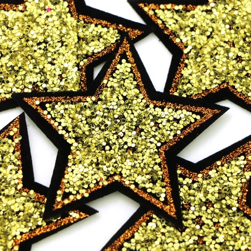 5 шт./лот 6 см черные красные блестящие нашивки со звездами для одежды утюжок Diy Parche