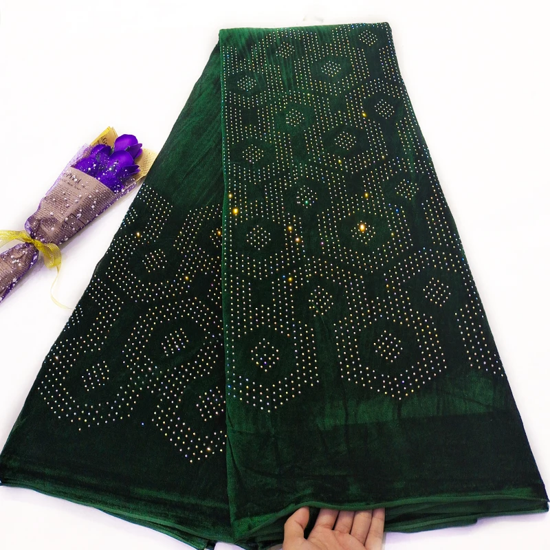 

Bestway Lace Latest Elegant African Velvet Lace Fabric 2020 High Quality Nigerian Aso Ebi Lace Hot-Fix Million Stones 5 Yards