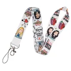 Забавные серые с принтом медсестры ТВ шоу-карабином новые стильные тесёмки оптом брелок мультфильм печати ленты с подвеской ключ значок на цепочке держатель ремешки на шею для мобильного телефона