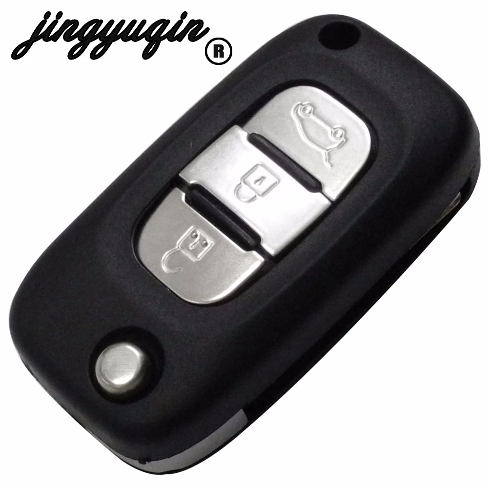 jingyuqin for Renault Clio Megane Kangoo Modus 3 Buttons Remote Flip Folding Car Key Shell Case Uncut Blade | Автомобили и