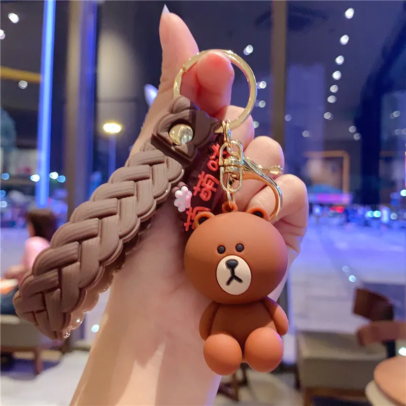 Модный 3d брелок для ключей Медведь Кролик Утка динозавр животные милые брелки из