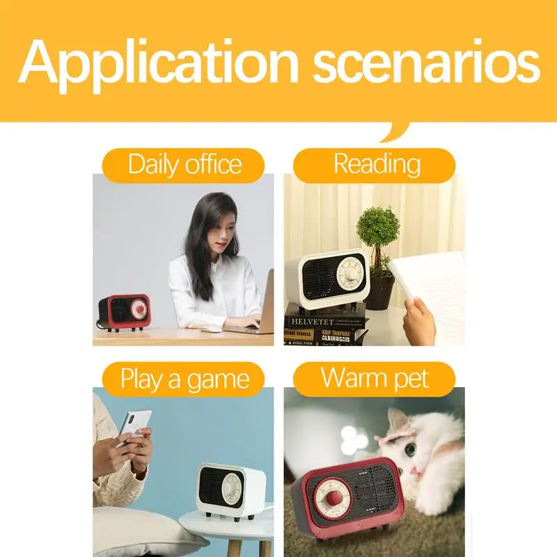 

Electric heater PTC ceramic desktop mini heater, overheat protection tip over protection portable heater thermostatic control