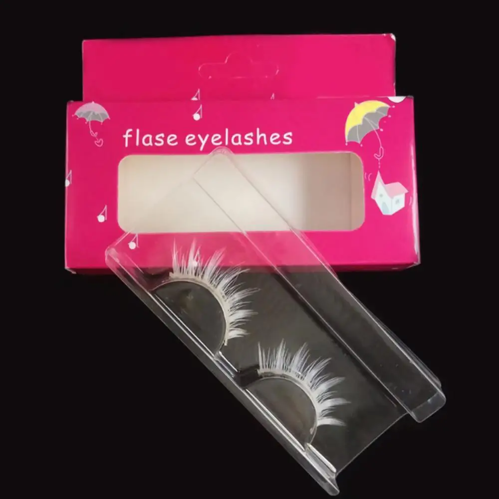 

50% Hot Sale Cosplay Makeup Natural Looking Clear Root White Long Thick Cross False Eyelashes