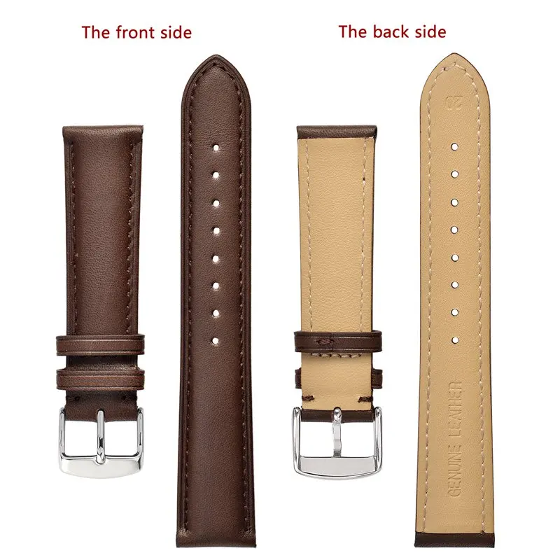 Anbeer Leather Watchband 14mm 16mm 18mm 19mm 20mm 21mm 22mm 23mm 24mm Vintage Style Replacement Band Black Men Women Bracelet