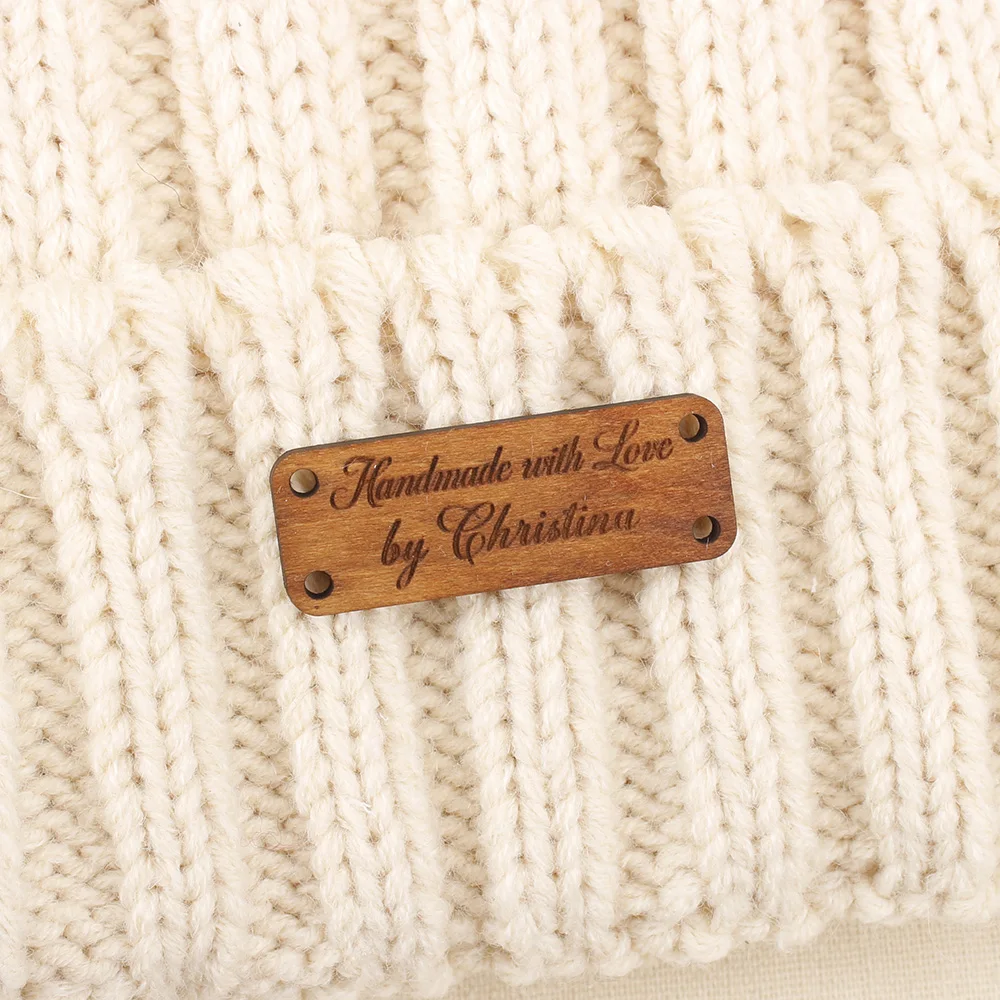 

Wooden Labels, Personalized Tags, Knit Labels, Personalized Name, Custom Design, Knitting Label, Logo or Text, Business (WD1278）