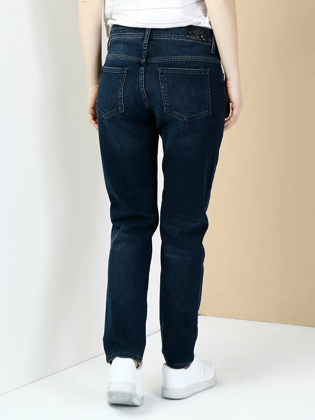 Colins Woman 892 Forehead Slim Boyfriend Fit High Rise Crop Leg Jean Blue Pants women's trousers women's pants for Trousers women p