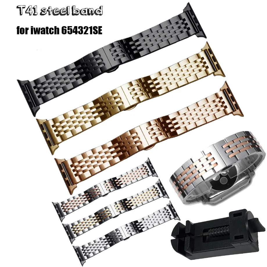 Ремешок для часов из нержавеющей стали iWatch Series 1 2 3 4 5 6 SE 38 40 42 44 мм браслет на