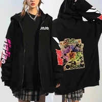 jojos bizarre adventure anime hoodie graphic casual mens jumpers zipper aesthetic oversized hip hop streetwear sweatshirt