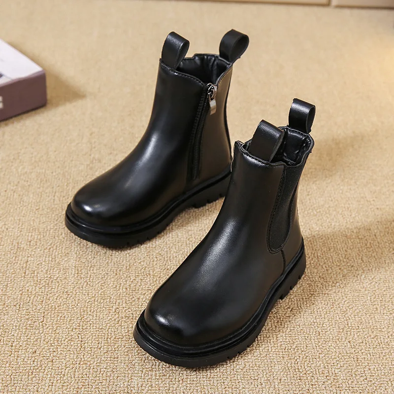 High Quality Leather Children's Martin Boots New Girls' Short Style 2022 Spring and Winter Plush Colorful Chimney  Fashion Boots enlarge