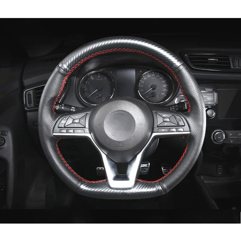 

Handmade Sewing Leather Carbon Fiber Vein Steering Cover for Nissan X Trail T32 XTrail 2017 2018 Car Sytling Accessories
