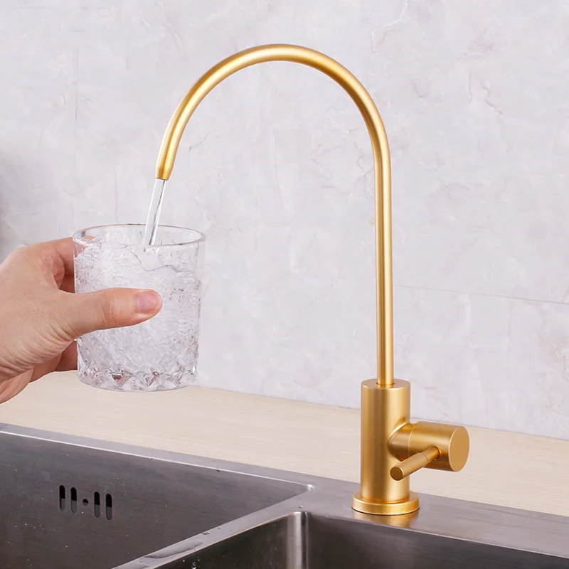 

Golden color pure water drink faucet for kitchen sink luxury design