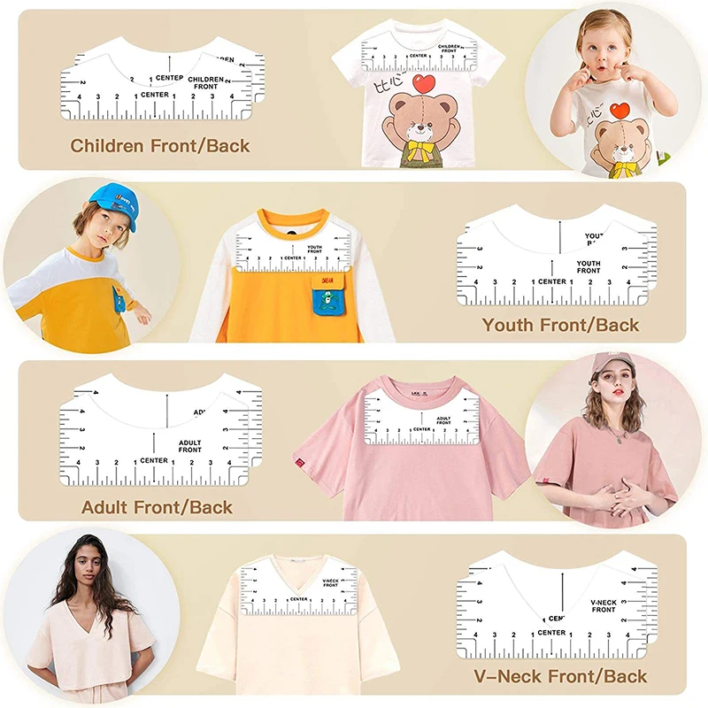 Линейка для выравнивания футболок 9 шт. центрирующая создания с круглым вырезом