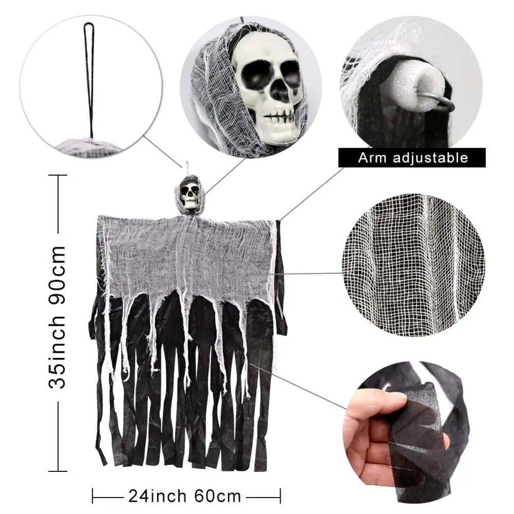 OurWarm Halloween Hanging Ghost Decorations Party Grim Reaper DIY for Home Haunted House Decoration Prop 100cm*60cm | Дом и сад