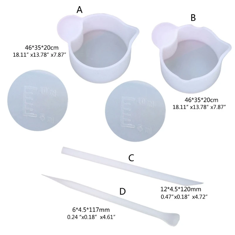 

1 Set Silicone Measuring Cups Nonstick Stirrer Sticks Clear Glue Mixing Cups Kit