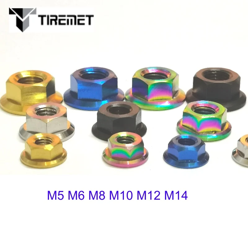 Титановые фланцевые гайки Tiremet M5 M6 M8 M10 M12 M14 для велосипеда мотоцикла