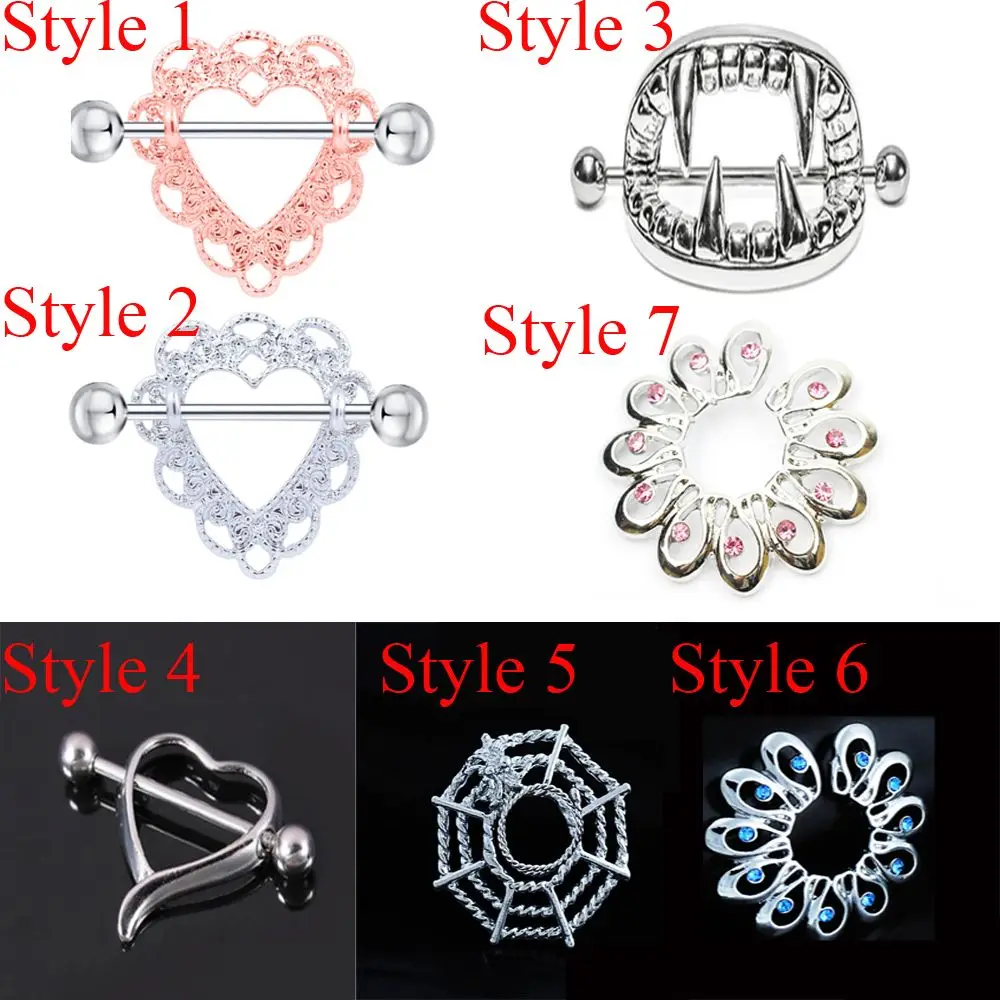 1 Pair Fashion Round Non-Piercing Nipple Ring Shield Body Piercing Jewelry Nickel-free Fake Piercing 316L Surgical Steel
