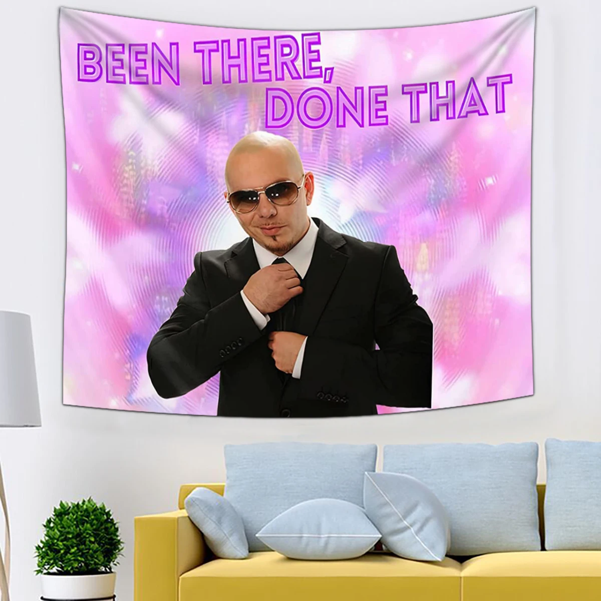 

Funny Mr. Worldwide Says to Live Laugh Love Tapestry Wall Hanging for Living Room Bedroom Home Decor