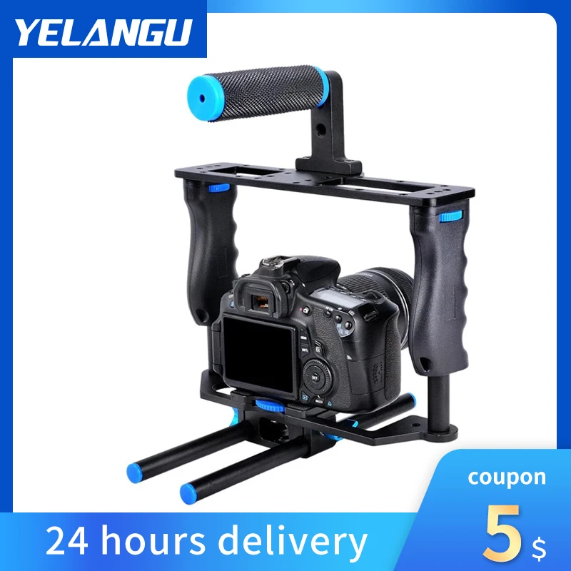 

Держатель для камеры YELANGU C2 DSLR с ручкой сверху, набор для фотостудии, клетка с кроликом, стабилизатор, клетка для DSLR камеры