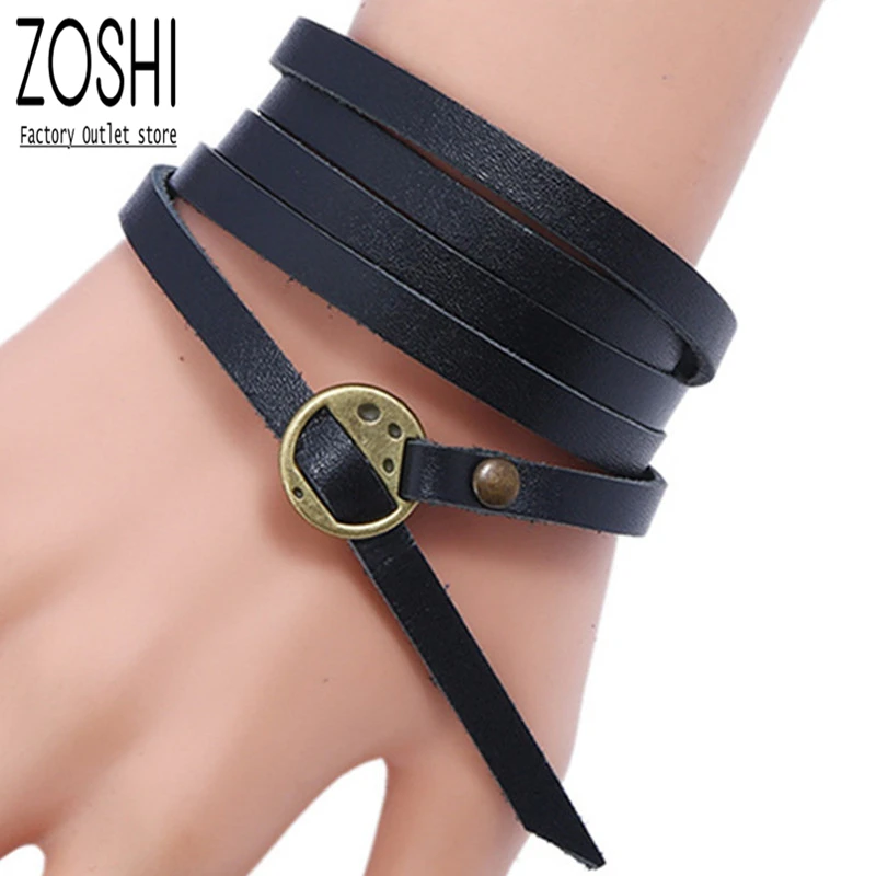Новинка 2020 модный коричневый кожаный браслет ZOSHI повседневный многослойный в