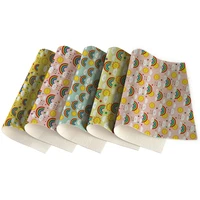 litchi pu leatherette rainbow color printed for making wallets earrings hair accessories 30x136cm