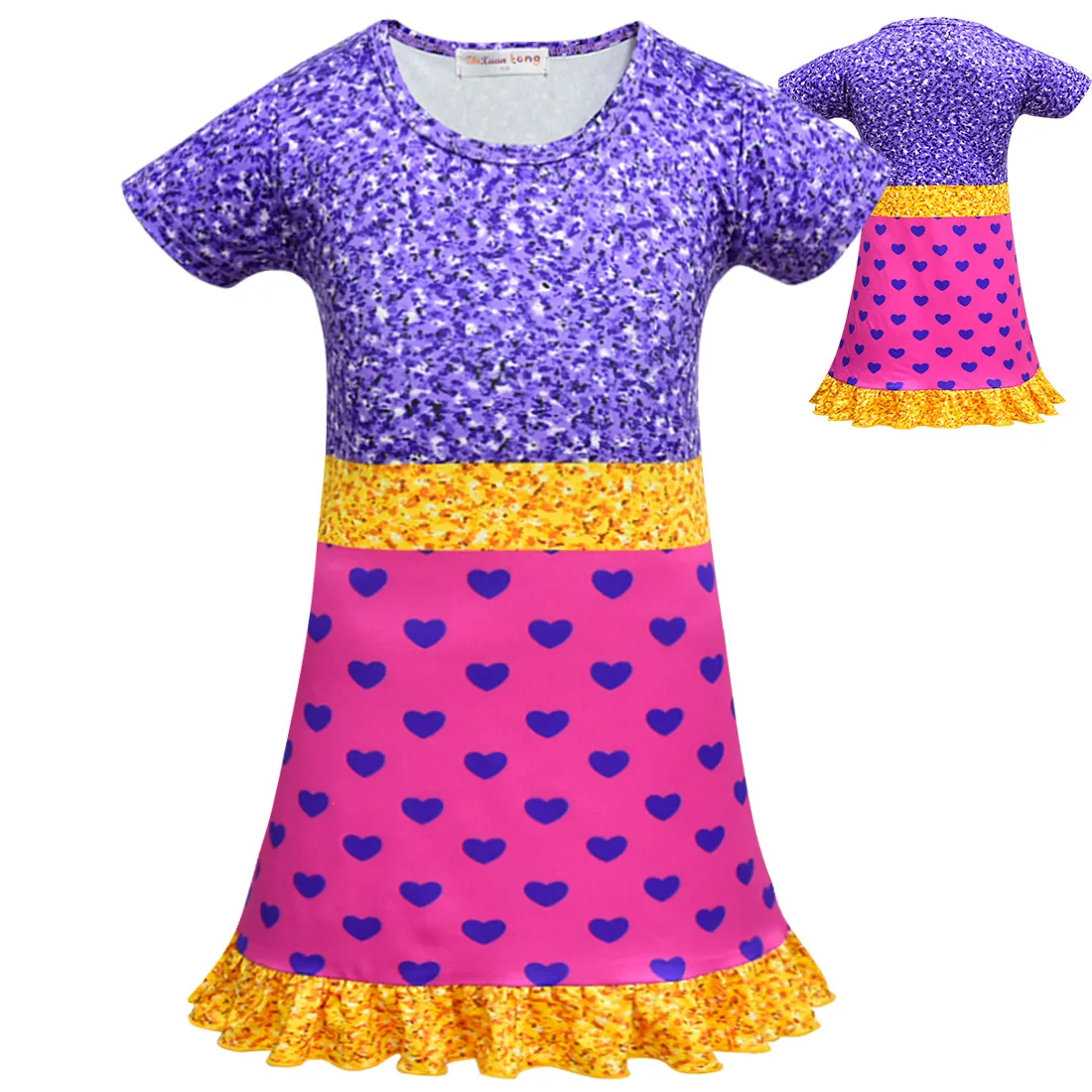 

Lovely Baby Girls Cartoon Dress headband legging Children LoL Dolls Dresses For Kids Birthday Party Cosplay Costume Vestidos