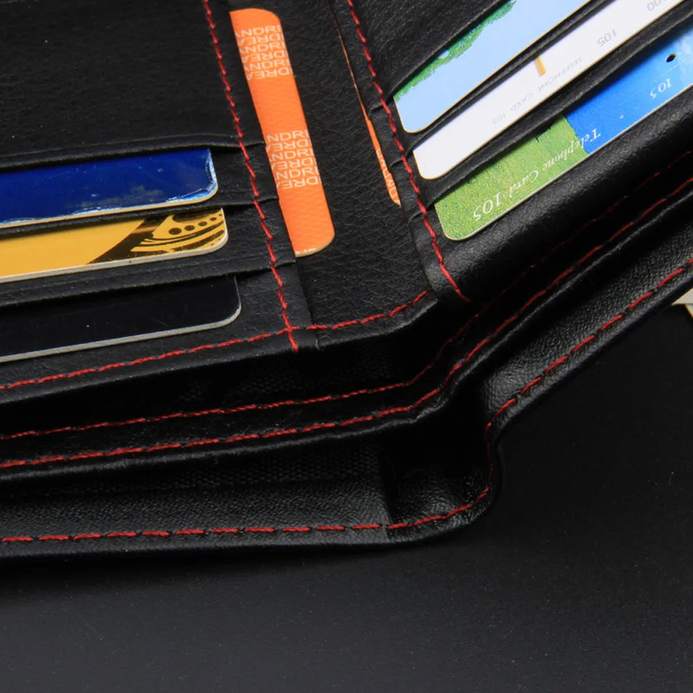 

MAIOUMY Men Bifold Classsic Business Leather Wallet Vintage Solid Color Fold ID Credit Card Holder Multi-layer Purse Pockets