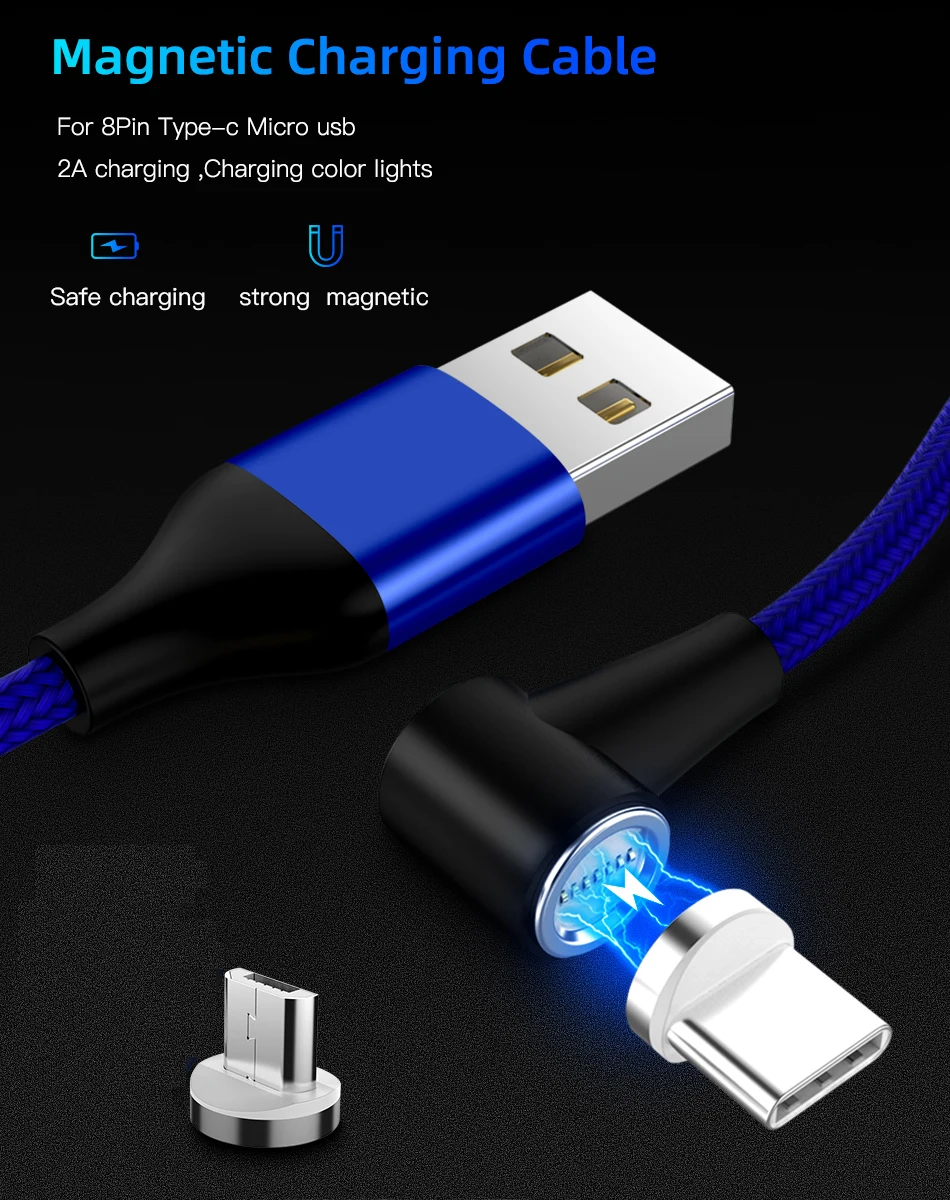 Быстрый Магнитный кабель Robotsky 3A для быстрой зарядки 3,0 Micro USB зарядное устройство type C для samsung S9 huawei P20 Магнитный шнур для телефона