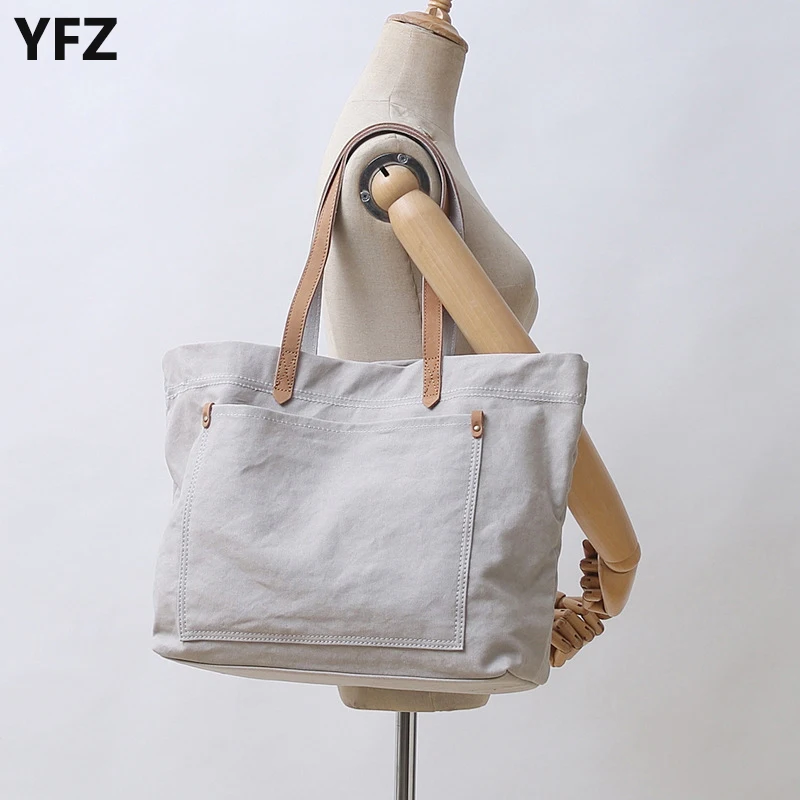 

Холщовая Сумка-тоут YFZ для женщин, вместительная дамская сумочка на ремешке через плечо в японском стиле, для ноутбука 14 дюймов, 2021