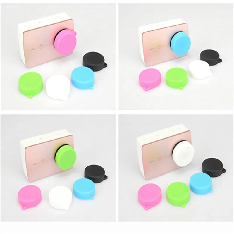 2PCS/LOT Soft Silicone Protective Lens Cover Cap 5 Colors Protector Case for Xiaomi Yi 4K Sports Action Camera Accessories Set |