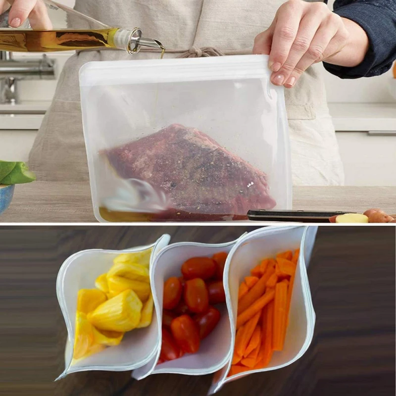 Translucent Frosted PEVA Food Preservation Bag Thick Silicone Storage Freezer Reusable Seal Vacuum Kitchen Organize | Дом и сад